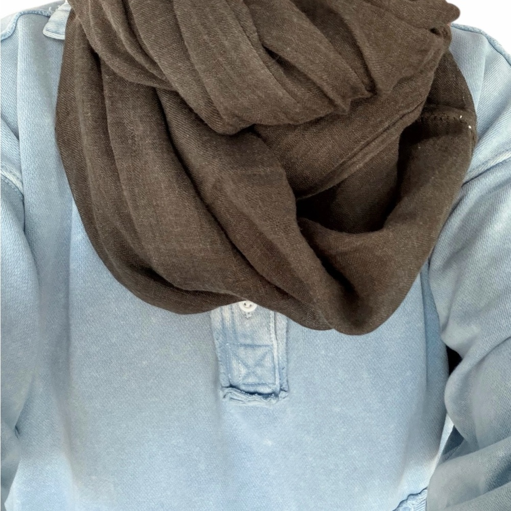 Green Gray 100 percent Cotton Scarf infinity lightweight gauzy‎